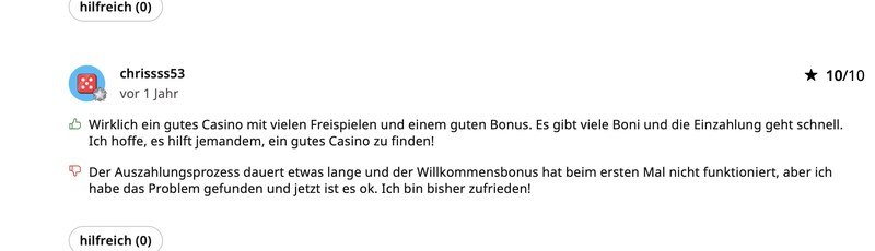 AskGamblers-Bewertung 10 von 10 zu Lucky Circus mit Hinweis auf anfängliches Bonusproblem