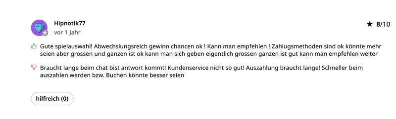 AskGamblers-Bewertung 8 von 10 zu Lucky Circus mit Kritik an Support-Reaktionszeit